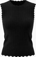 Mademoiselle Crepe Knit Scalloped Rib Trim Textured Sleeveless Vest