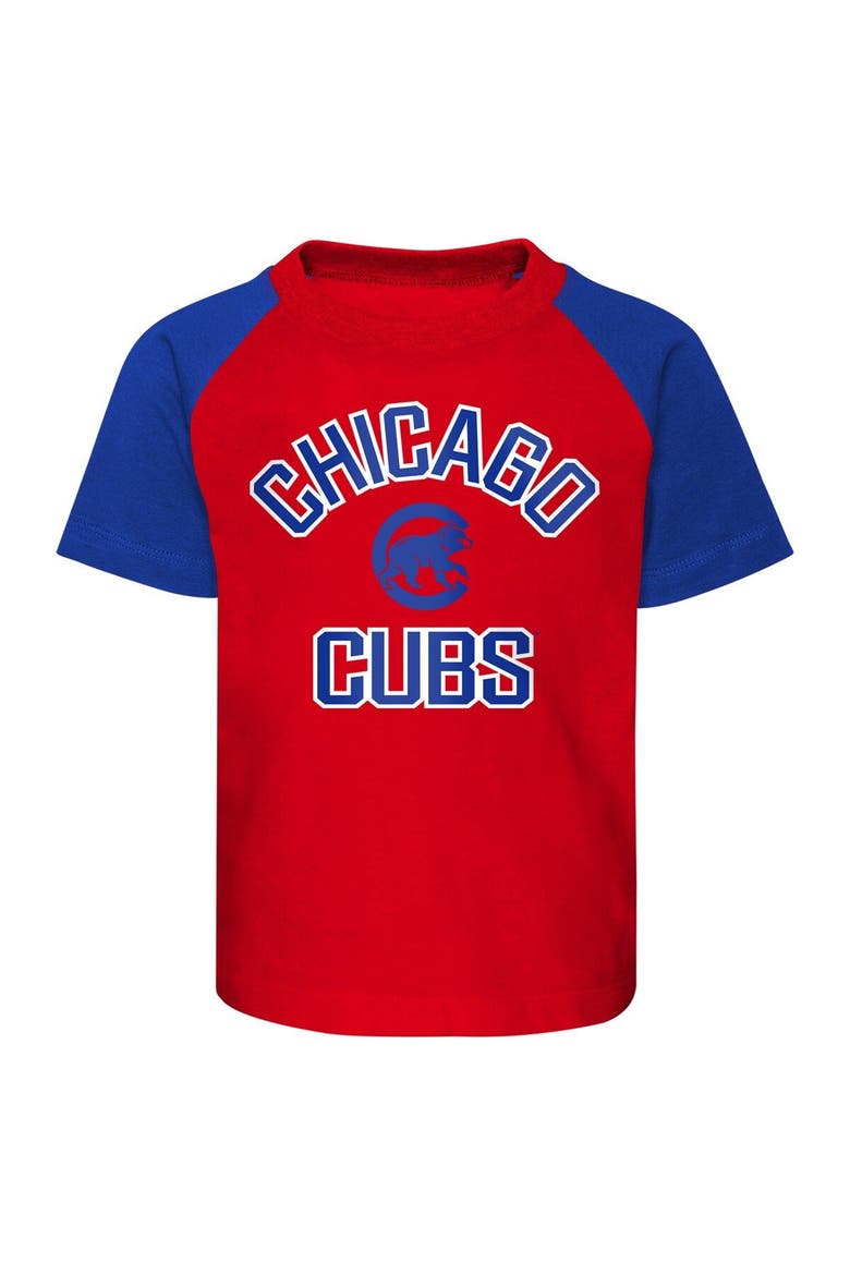 Infant Red/Heather Gray Chicago Cubs Ground Out Baller Raglan T-Shirt and Shorts Set, Alternate, color, Red