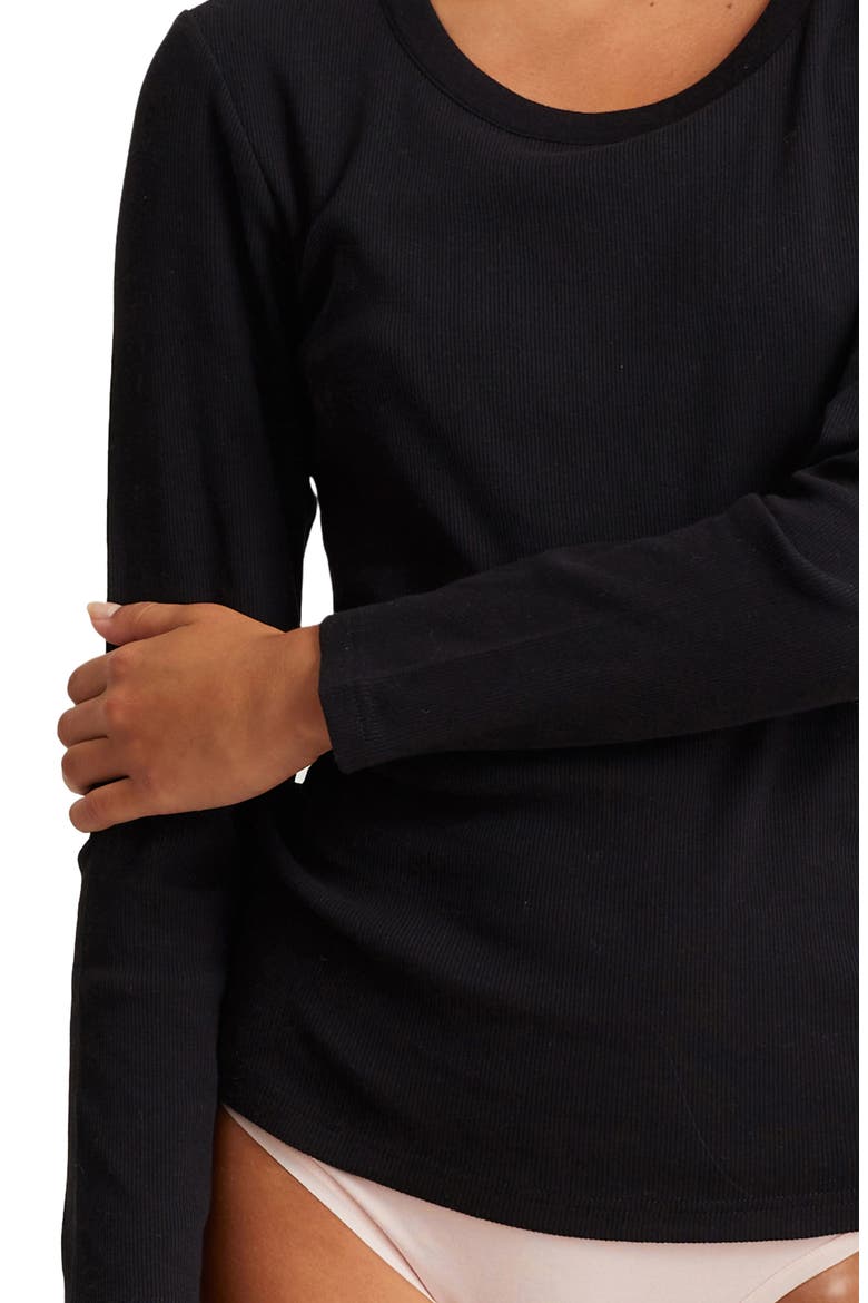 Milla Rib Pajama T-Shirt, Alternate, color, BLACK