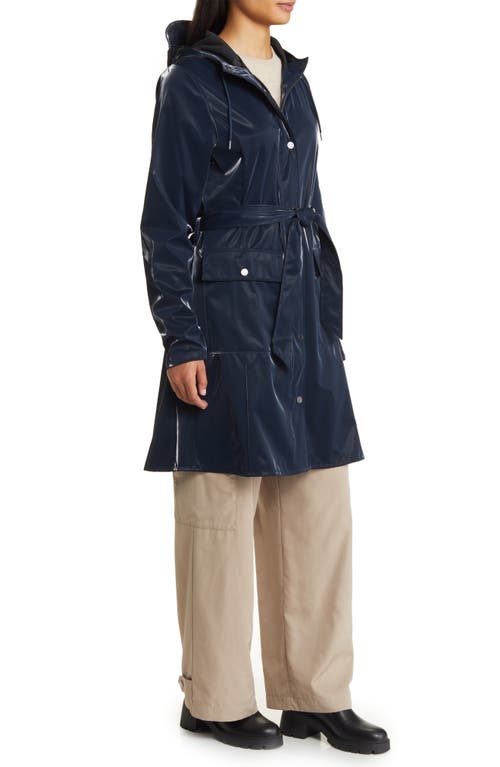 Rains Curve Waterproof Belted Jacket In Black