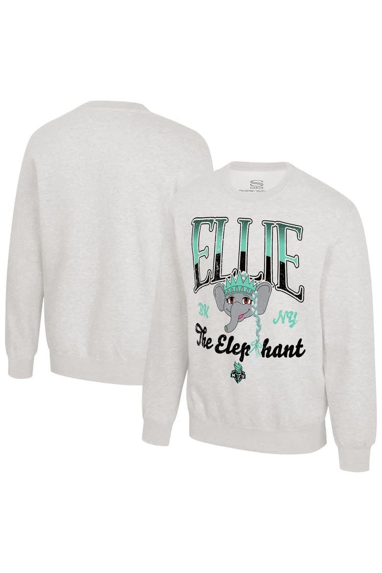 Unisex Stadium Essentials Oatmeal New York Liberty Sky High Mascot Fleece Crew Neck Sweatshirt, Main, color, Oatmeal