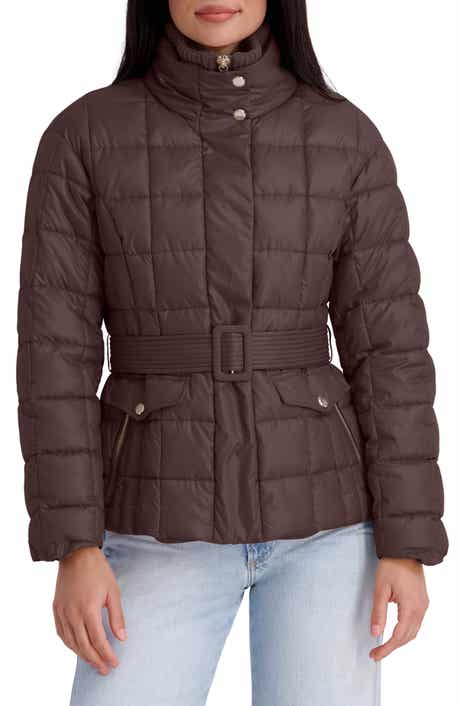Belted Quilted Cire Puffer Coat