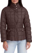 Kensie Belted Quilted Cire Puffer Coat