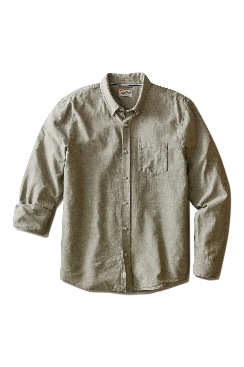 Better-than-Linen Hemp Blend Button-Down Shirt, Alternate, color, OLIVE