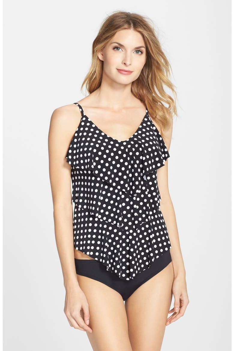 Magic Suit by Miraclesuit® 'Rita' Polka Dot Tankini Top, Main, color, BLK/WHITE