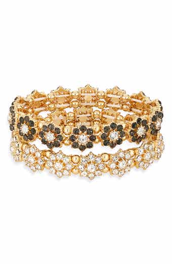Tasha 2-Pack Cubic Zirconia Flower Pavé Stretch Bracelets