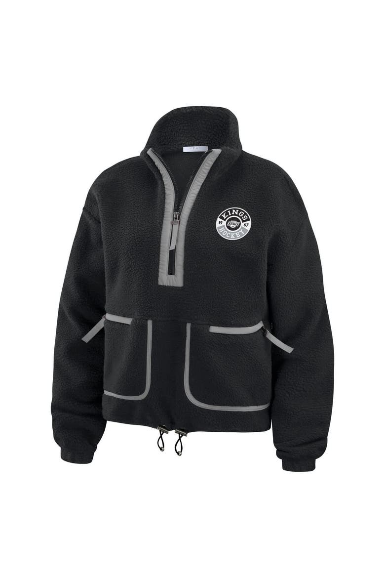 Women's WEAR by Erin Andrews  Black Los Angeles Kings Polar Fleece Half-Zip Jacket, Alternate, color, Black
