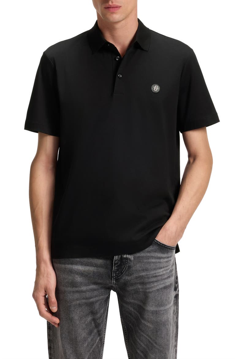 Parris Solid Cotton Polo, Main, color, BLACK