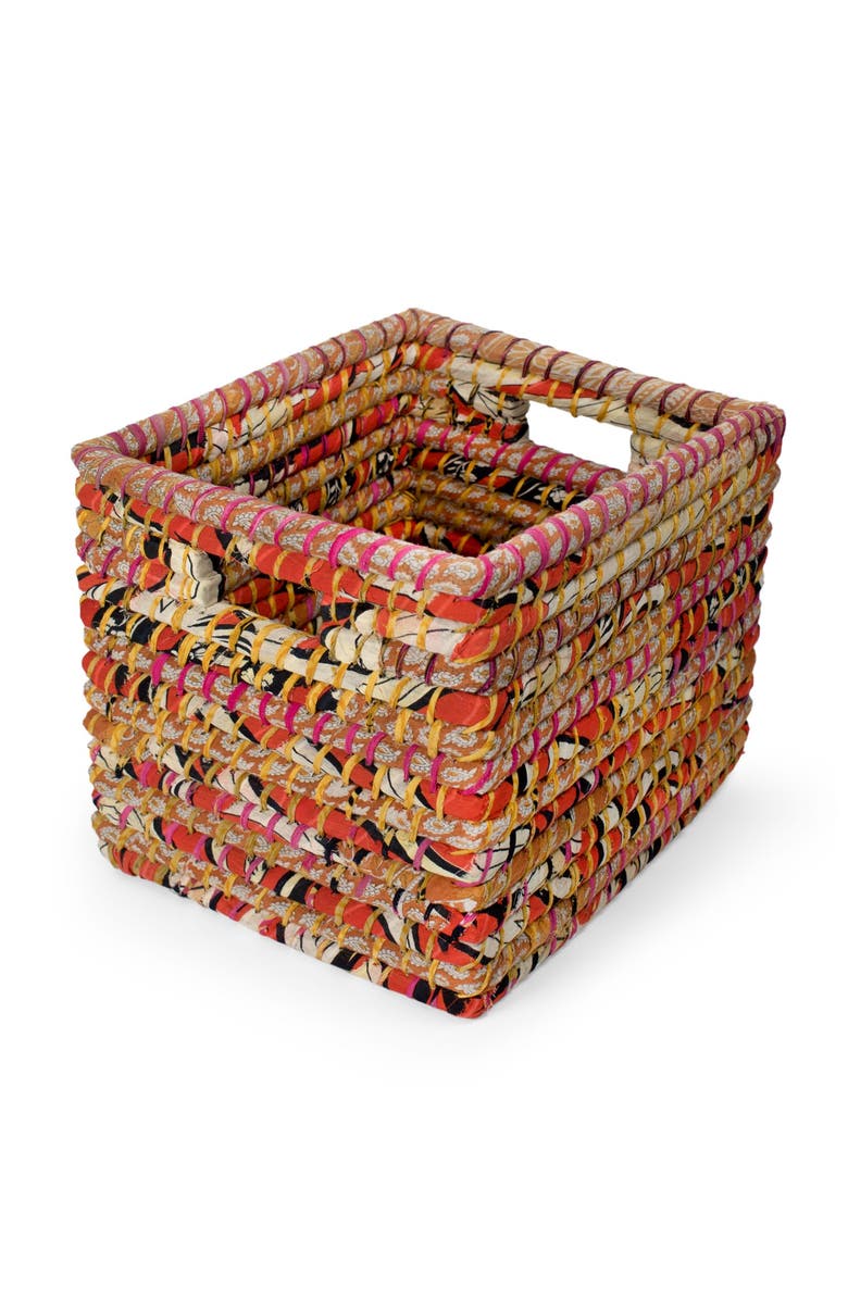 Ten Thousand Villages Sari Storage Basket 12H, Main, color, Brown