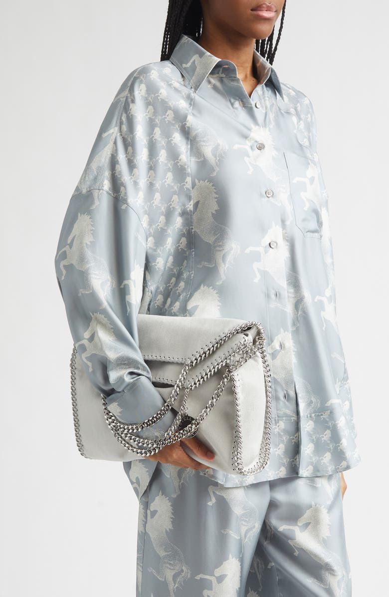 Stella McCartney Falabella Foldover Faux Leather Tote, Alternate, color, Pearl Grey