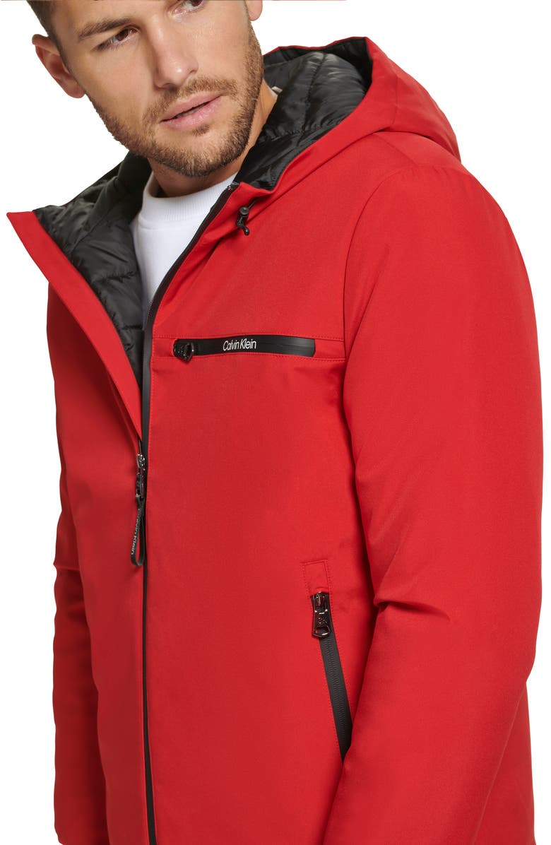 Calvin Klein Water Resistant Hooded Jacket, Alternate, color, True Red