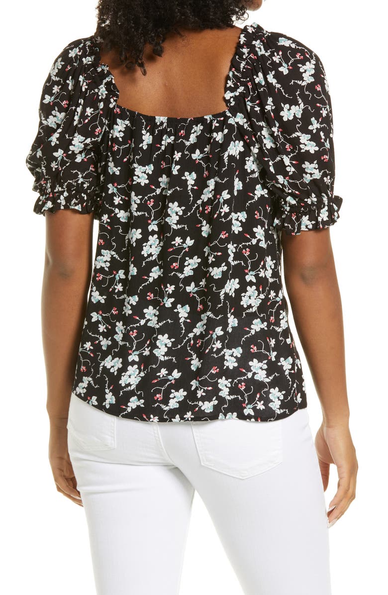 GIBSONLOOK Puff Sleeve Top, Alternate, color, Black Ditsy