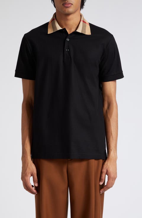 Black Designer Polo Shirts for Men: Short & Long Sleeves