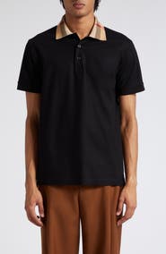 Burberry Cody Check Collar Cotton Piqué Polo