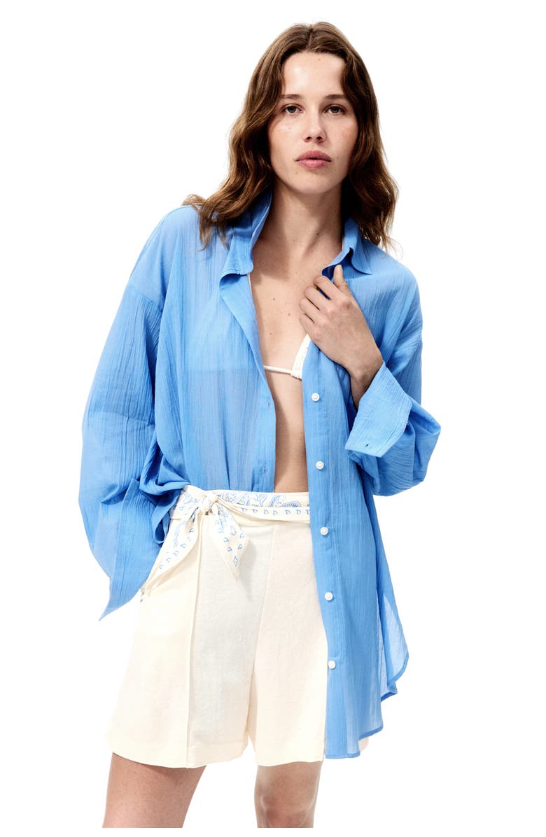 H&M Belted Tailored Shorts, Alternate, color, Cream