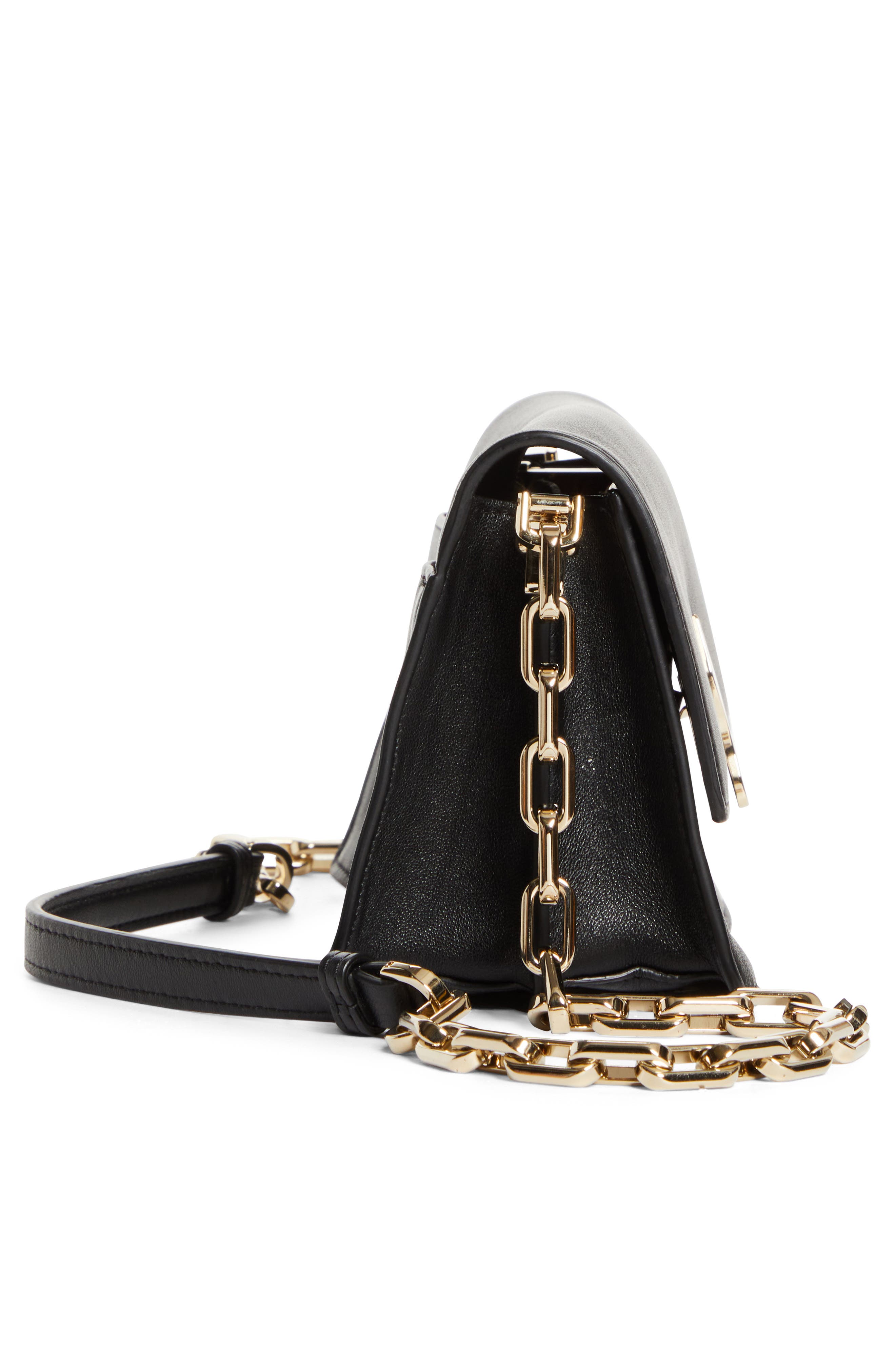 Christian Louboutin Bettina Leather Shoulder Bag, Alternate, color, Black/ Gold