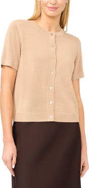 Halogen® Short Sleeve Button-Up Sweater