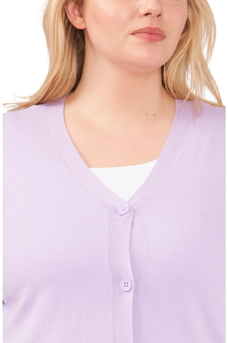 V-Neck Cotton Blend Cardigan, Alternate, color, PURPLE ROSE