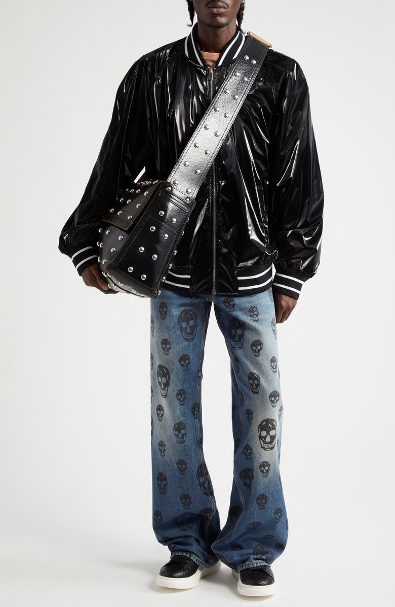 McQueen Skull Low Rise Baggy Jeans, Alternate, color, Blue Washed-Black