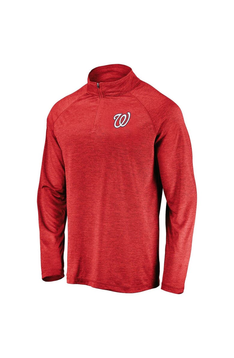 FANATICS Men's Fanatics Branded Red Washington Nationals Iconic Striated Primary Logo Raglan Quarter-Zip Pullover Jacket, Alternate, color, 