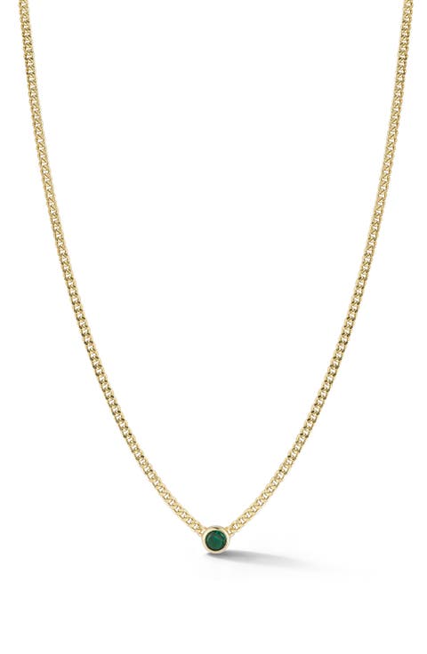Cubic Zirconia Curb Chain Necklace