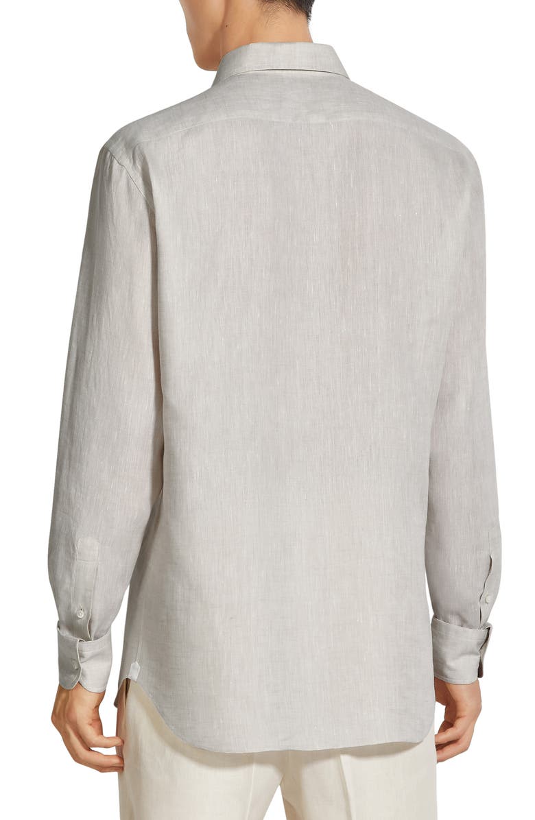ZEGNA Oasi Linen Button-Up Shirt, Alternate, color, Iuta Beige