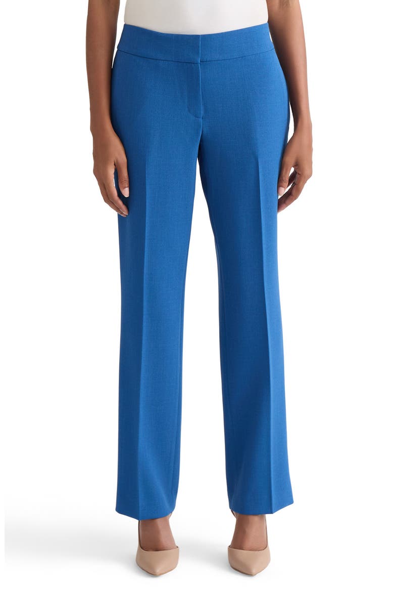 Ava Stretch Crepe Straight Leg Pants, Main, color, BLUE NIGHT