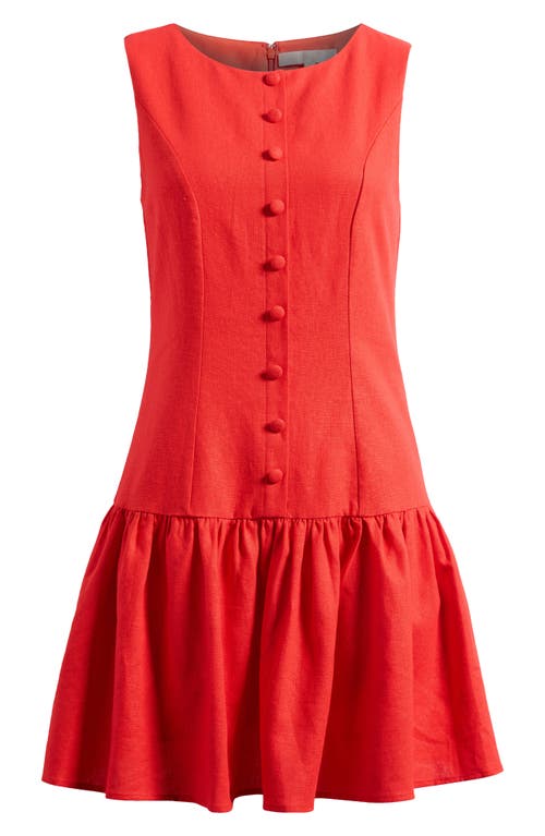 Wayf Sleeveless Button-front Mini Dress In Red