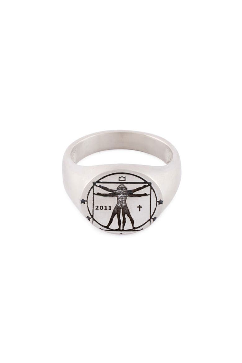 Vitruvian Signet Ring, Main, color, SILVER