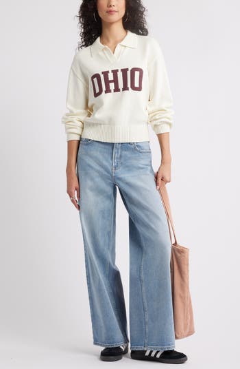 Preppy Jacquard Johnny Collar Sweater