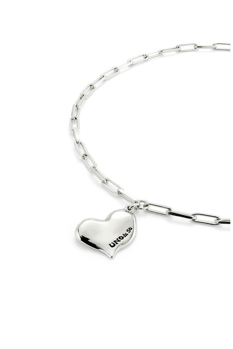 Medium Heart Link Necklace, Alternate, color, Silver