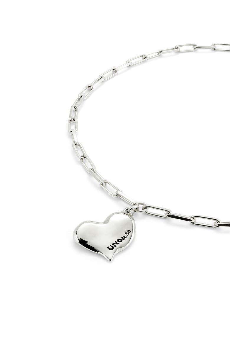 UNODE50 Medium Heart Link Necklace, Alternate, color, Silver