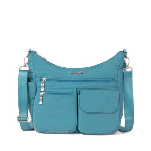 Baggallini Modern Everywhere Hobo Crossbody Bag With Wristlet In Seaside Blue