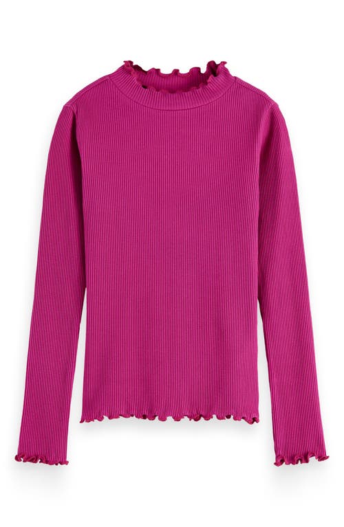 Scotch & Soda Kids' Lettuce Edge Mock Neck T-shirt In Purple