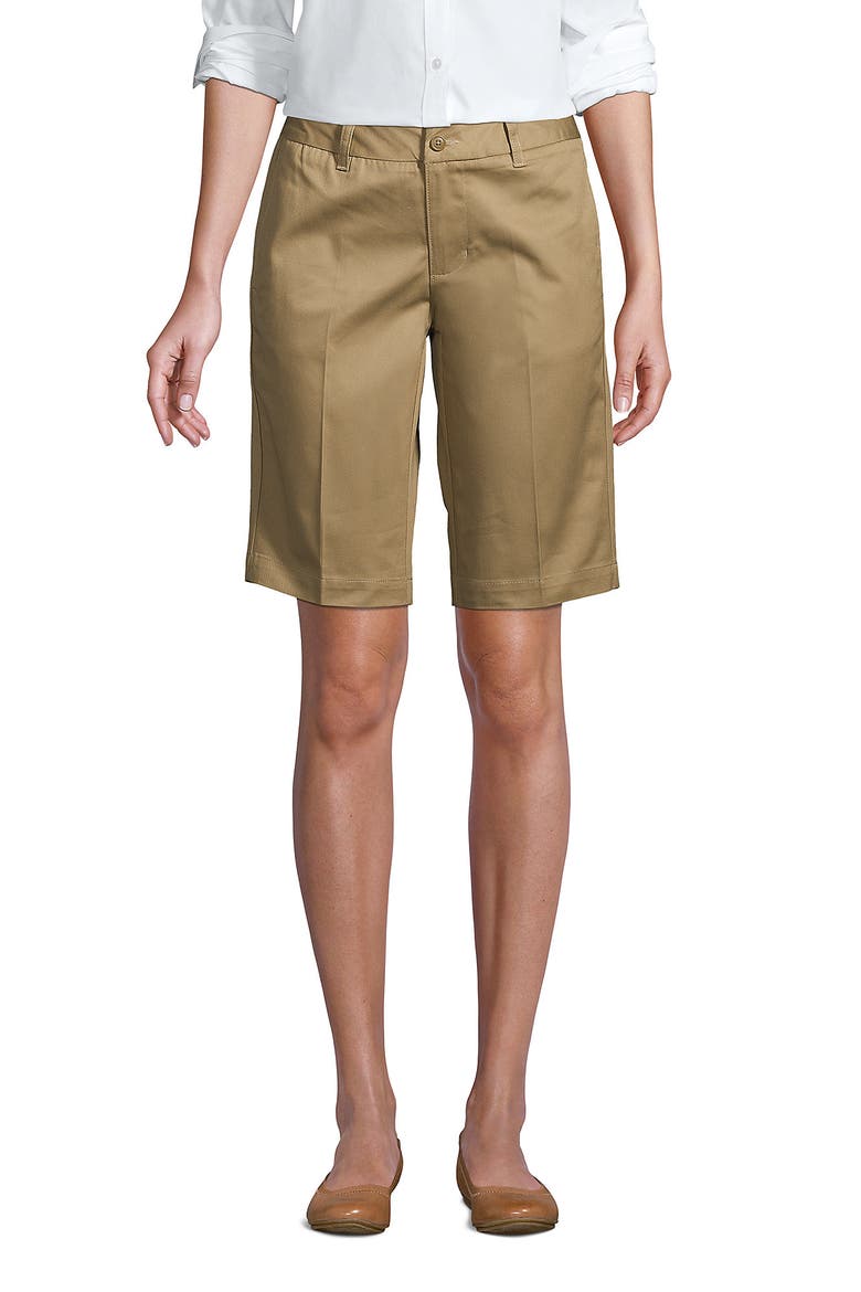 School Uniform Young  Plain Front Blend Chino Shorts, Main, color, Khaki