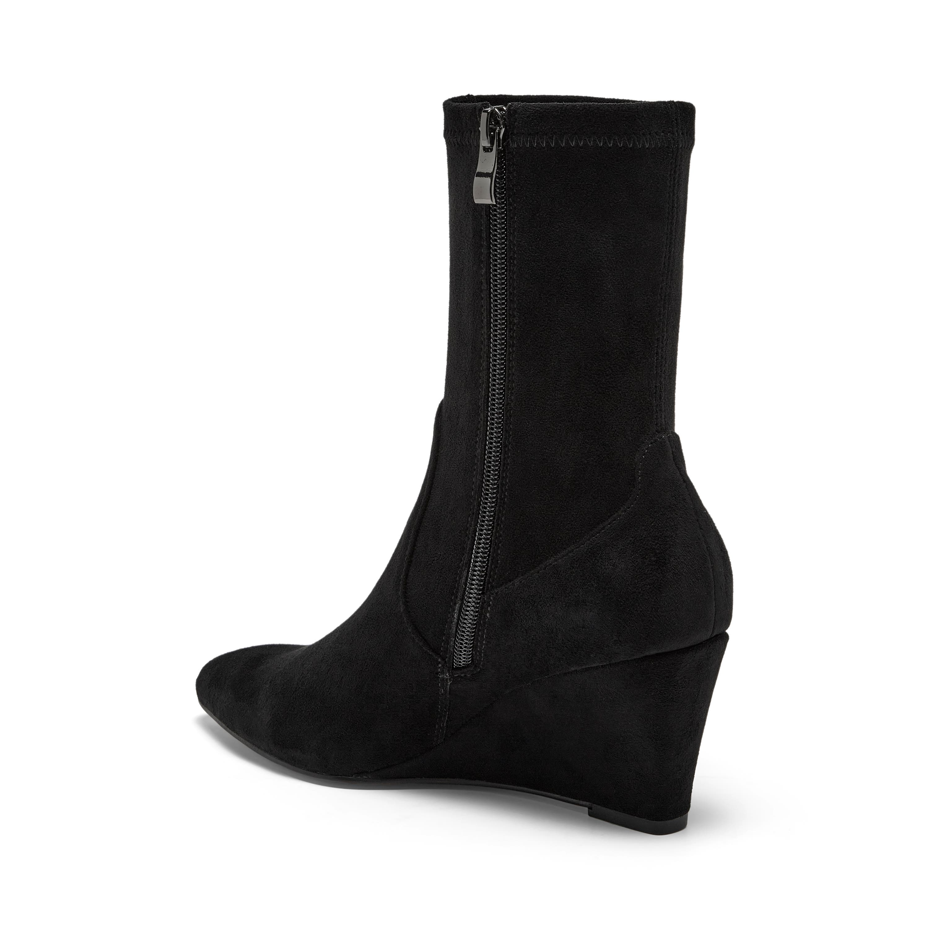 Cozama Wedge Bootie, Alternate, color, Black Stretch Microsuede