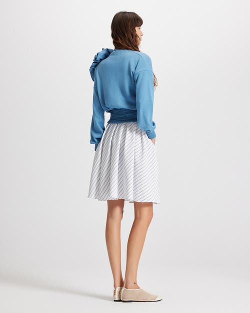 Theo The Label Nomia Ribbed Waist Rosette Cardigan In Blue