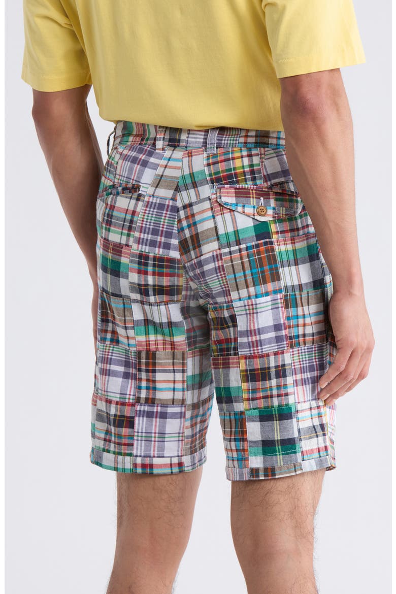 Patchwork Madras Flat Front Shorts, Alternate, color, OXBLOOD