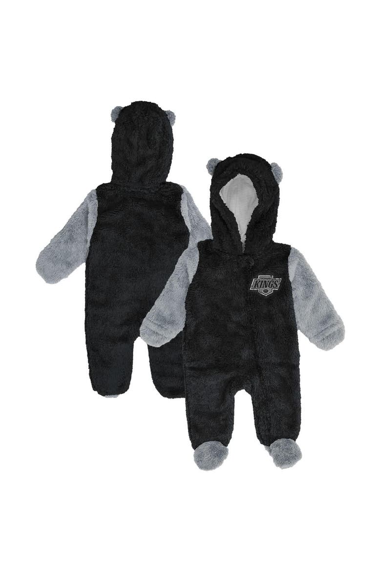 Infant & Newborn Outerstuff Black Los Angeles Kings Stay Napping Fleece Bunting Full-Zip Hooded Sleeper, Main, color, Black