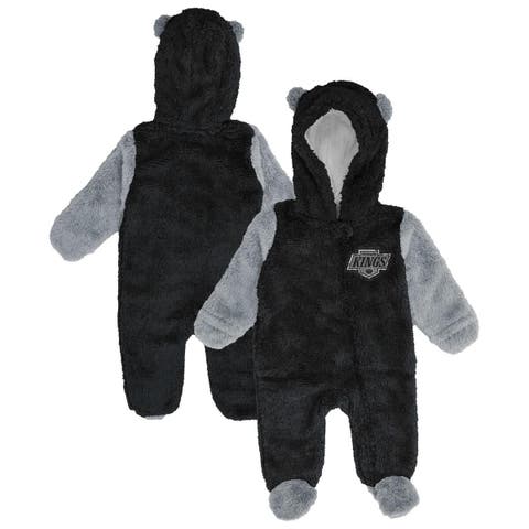 Infant & Newborn Outerstuff Black Los Angeles Kings Stay Napping Fleece Bunting Full-Zip Hooded Sleeper