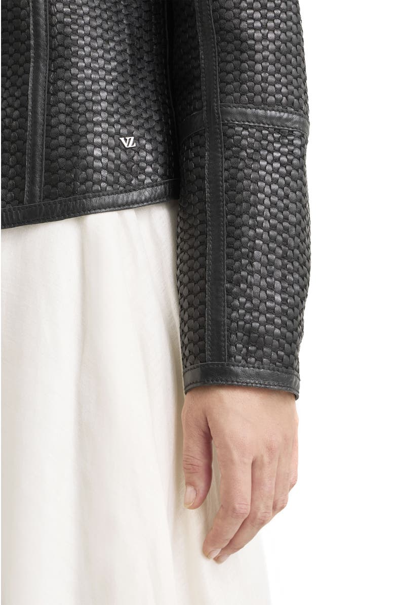 Velez Woven Leather Jacket, Alternate, color, Black
