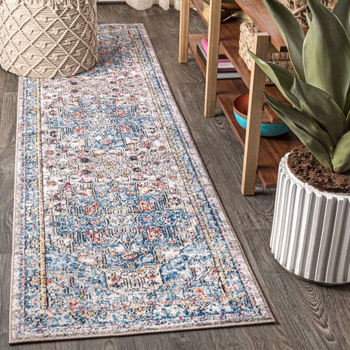 Jonathan Y Manisa Vintage Medallion Area Rug In Ivory/peacock Blue/coral