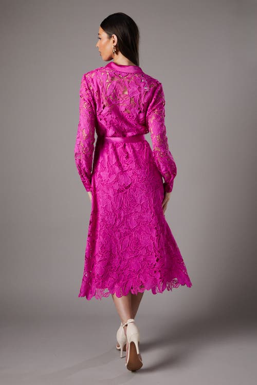 Coast Lace Long Sleeve Shirt Dress In Pink