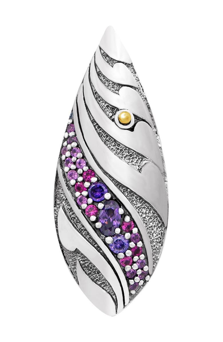 DEVATA Sterling Silver & 18K Gold Purple CZ Marquis Pendant Necklace, Alternate, color, 