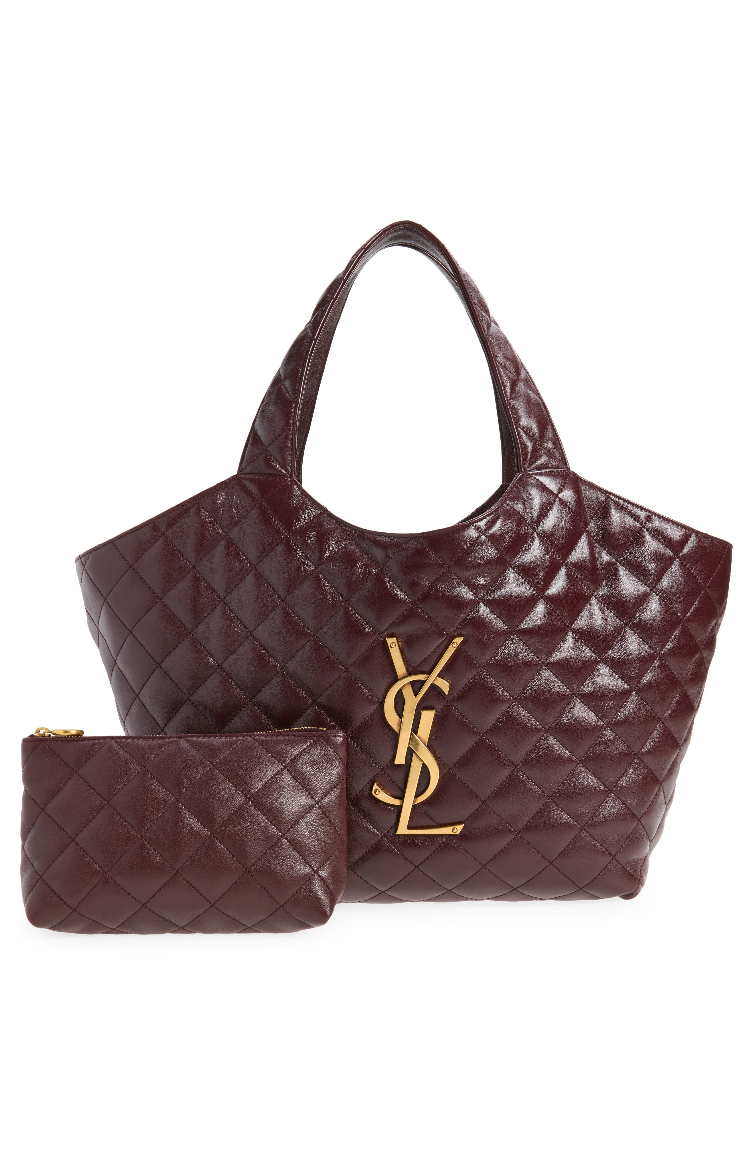 Saint Laurent Medium Icare Quilted Leather Shopper Tote, Alternate, color, Rouge Cabernet