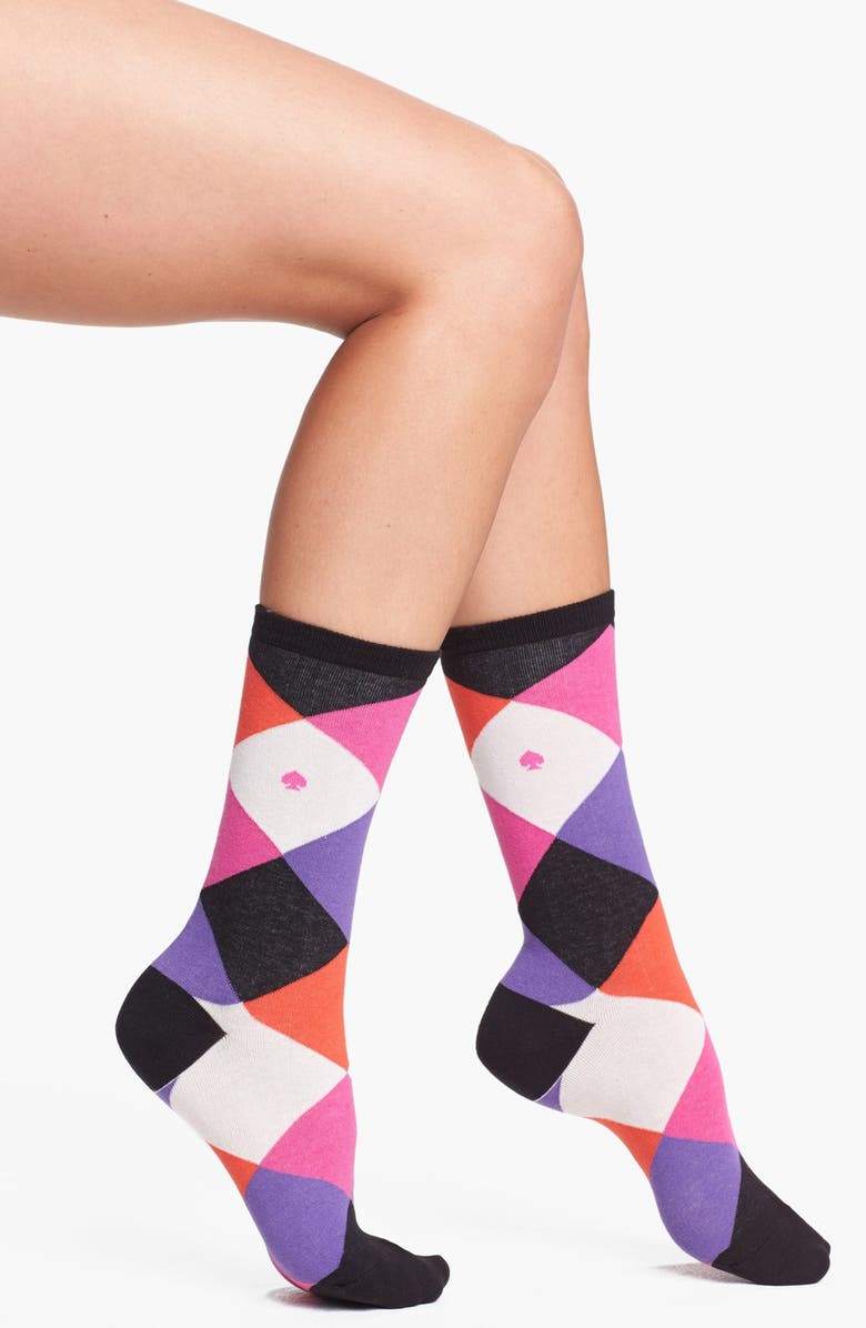 Kate Spade New York 'harlequin' crew socks, Main, color,