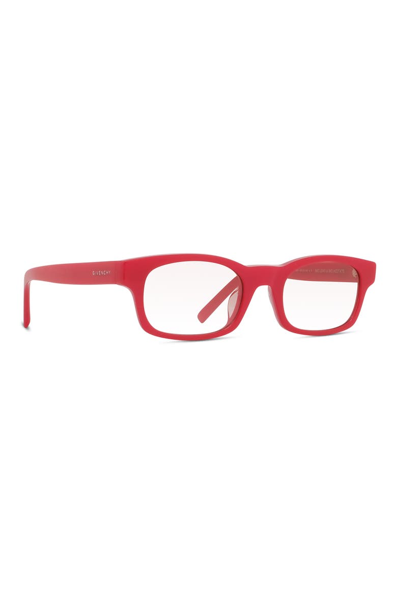 49mm Blue Rectangular Blue Light Blocking Glasses, Alternate, color, SHINY RED