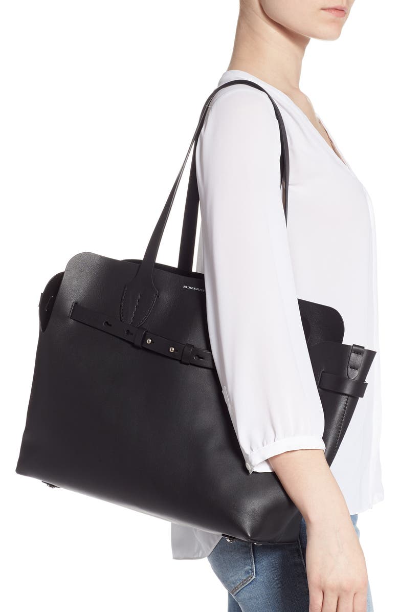 Burberry Medium Belt Bag Leather Tote, Alternate, color,