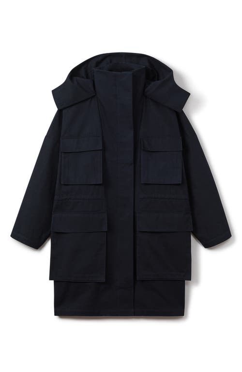 Reiss Peyton Hooded Cotton Parka Coat In Navy