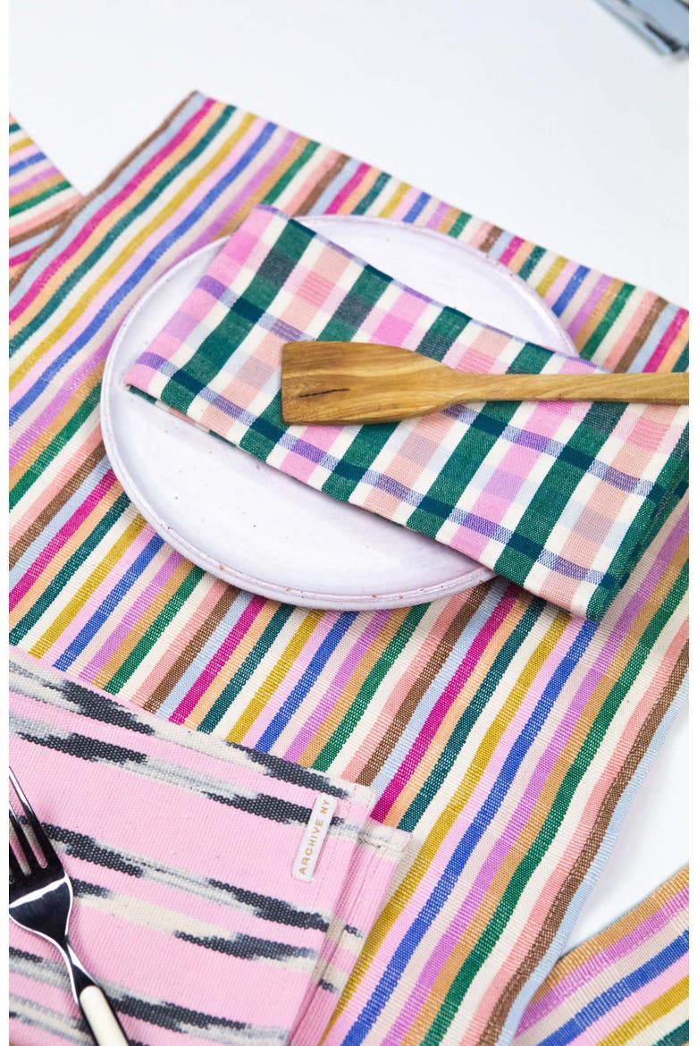 Valentina Rainbow Striped Handwoven Cotton Table Runner, Alternate, color, Rainbow